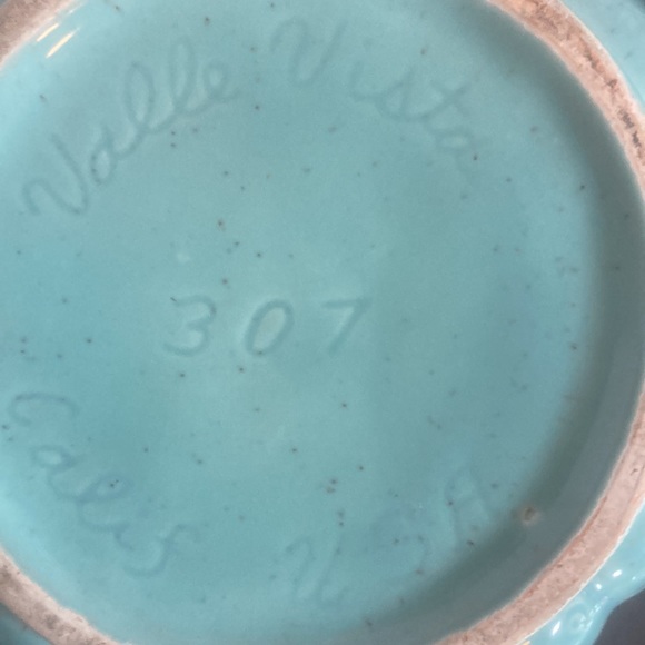 California Pottery teal covered dish vintage mid century - Picture 6 of 9